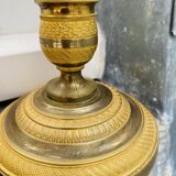 Large pair of empire bronze mercury candlesticks