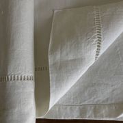 Linen sheet, reserve of antique trousseau, new with openwork and BL modernist L180