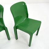 Set of 4 green Selene chairs by Vico Magistretti for Artemide, 1970