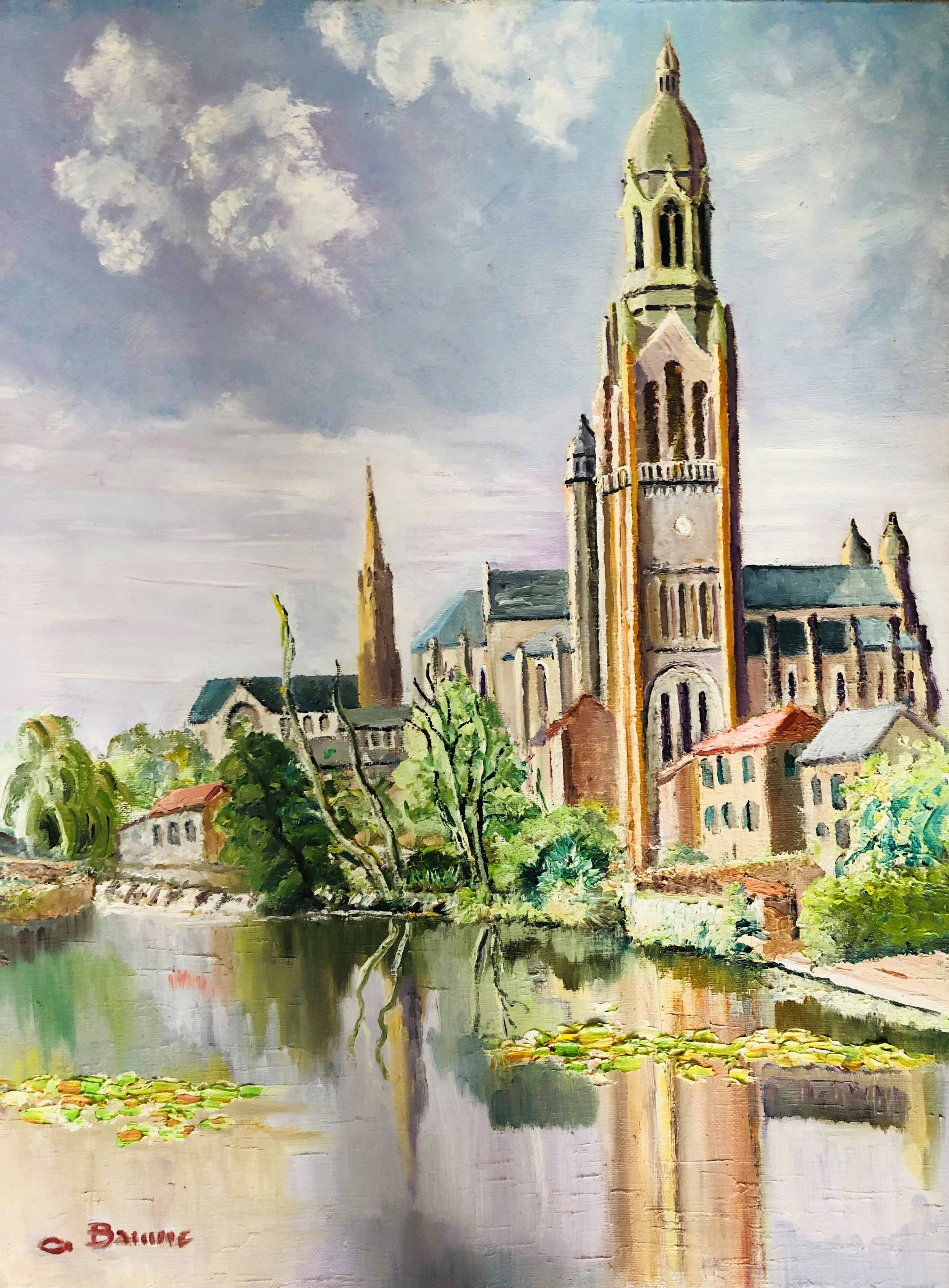 Oil on canvas - Cathedral by the river