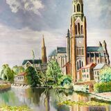 Oil on canvas - Cathedral by the river