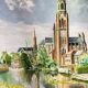 Oil on canvas - Cathedral by the river