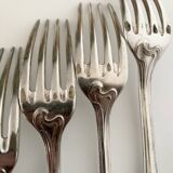 Nine large Ercuis silver-plated forks