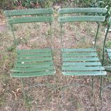 Antique folding garden chairs with wooden slats
