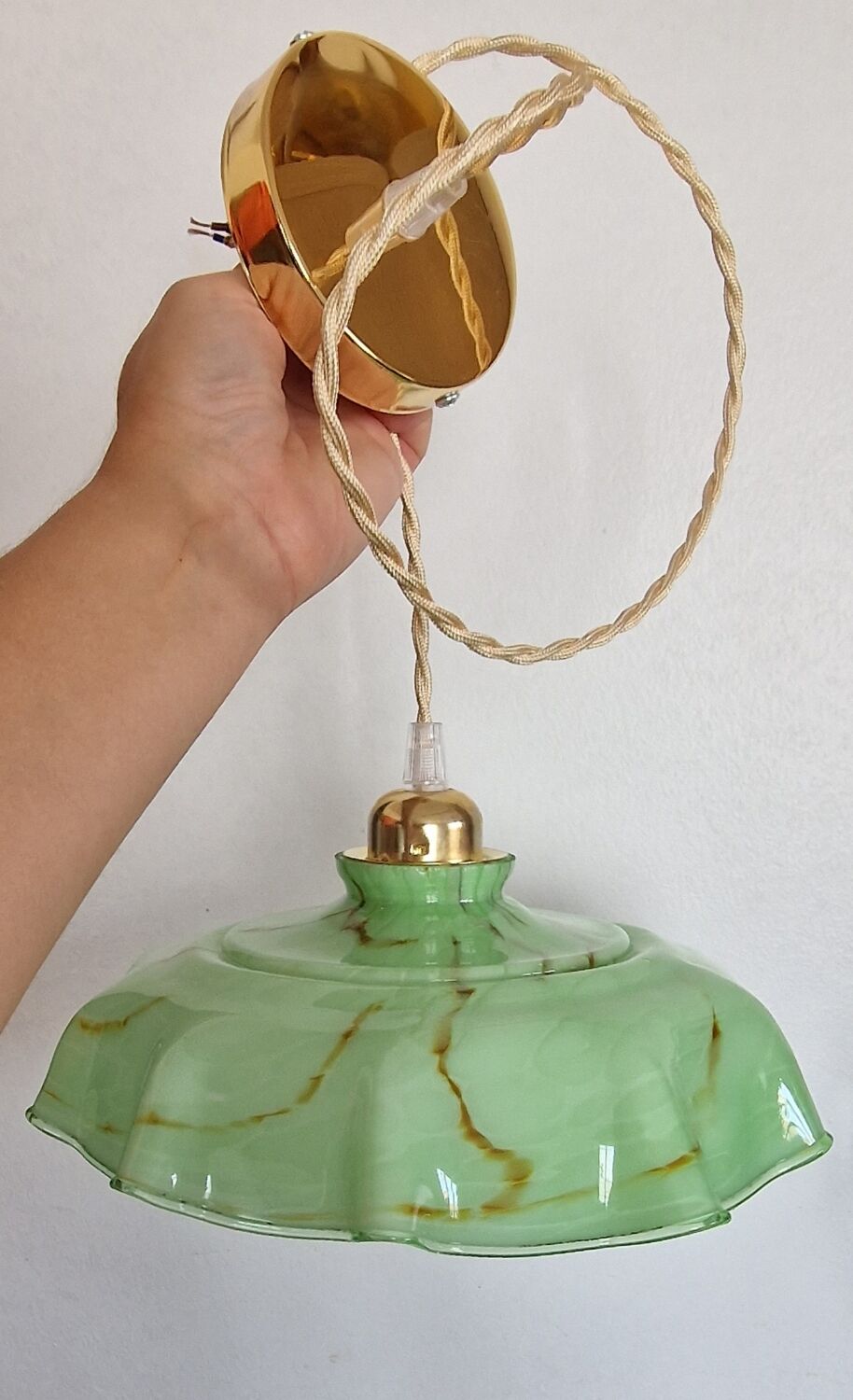 Caramel marbled green pendant light