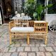 1960s beige rattan and cotton bench