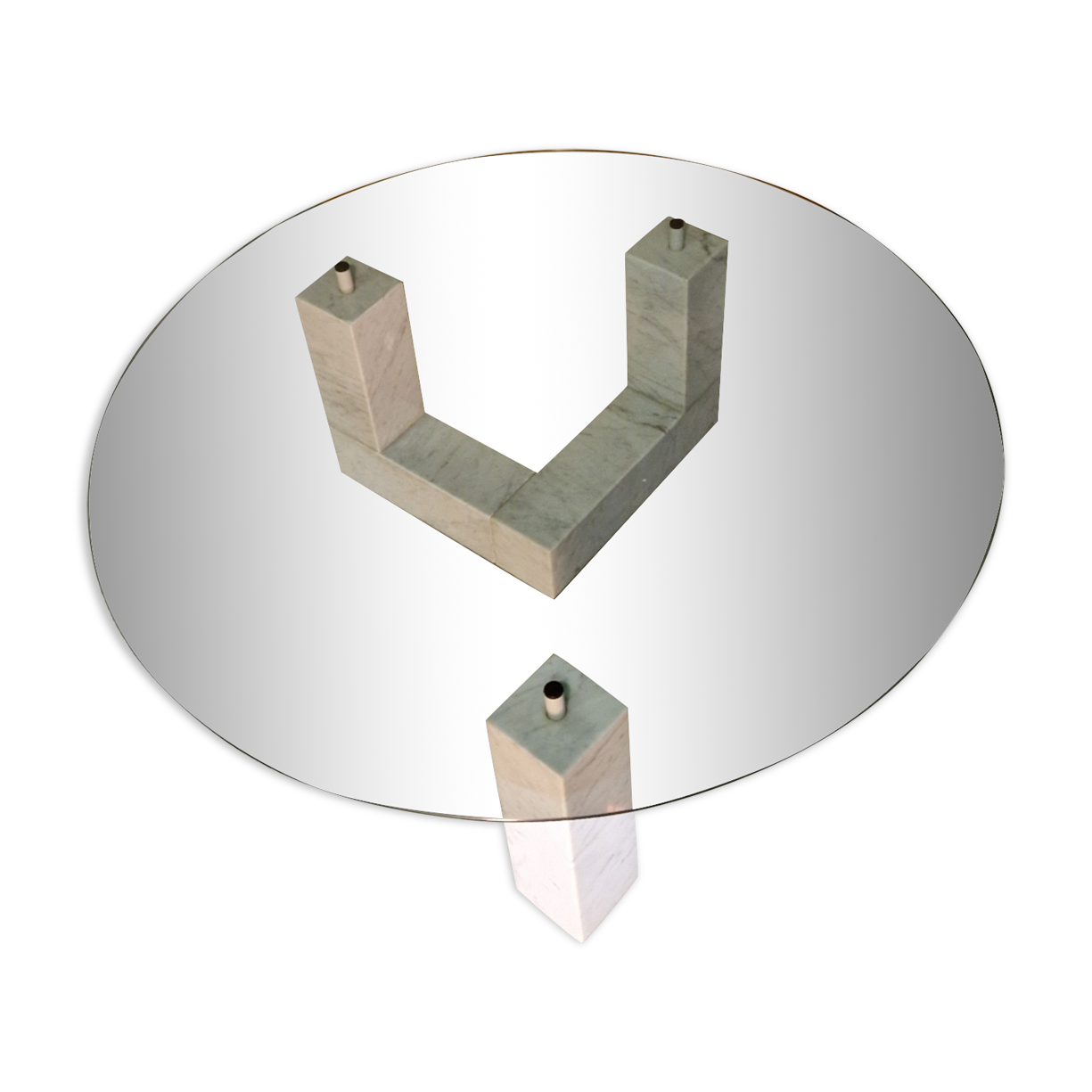 Post modern Carrara marble coffee table with glass top, Italy 1980s