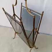 Neo-classical brass magazine rack in the spirit of Maison Jansen.