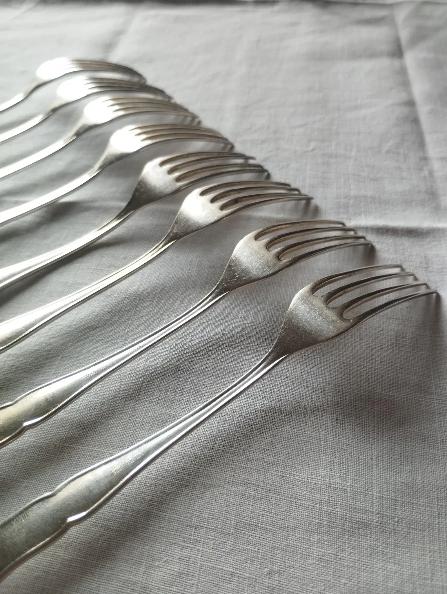 8 small numbered silver-plated forks Sorsakoski