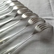 8 small numbered silver-plated forks Sorsakoski