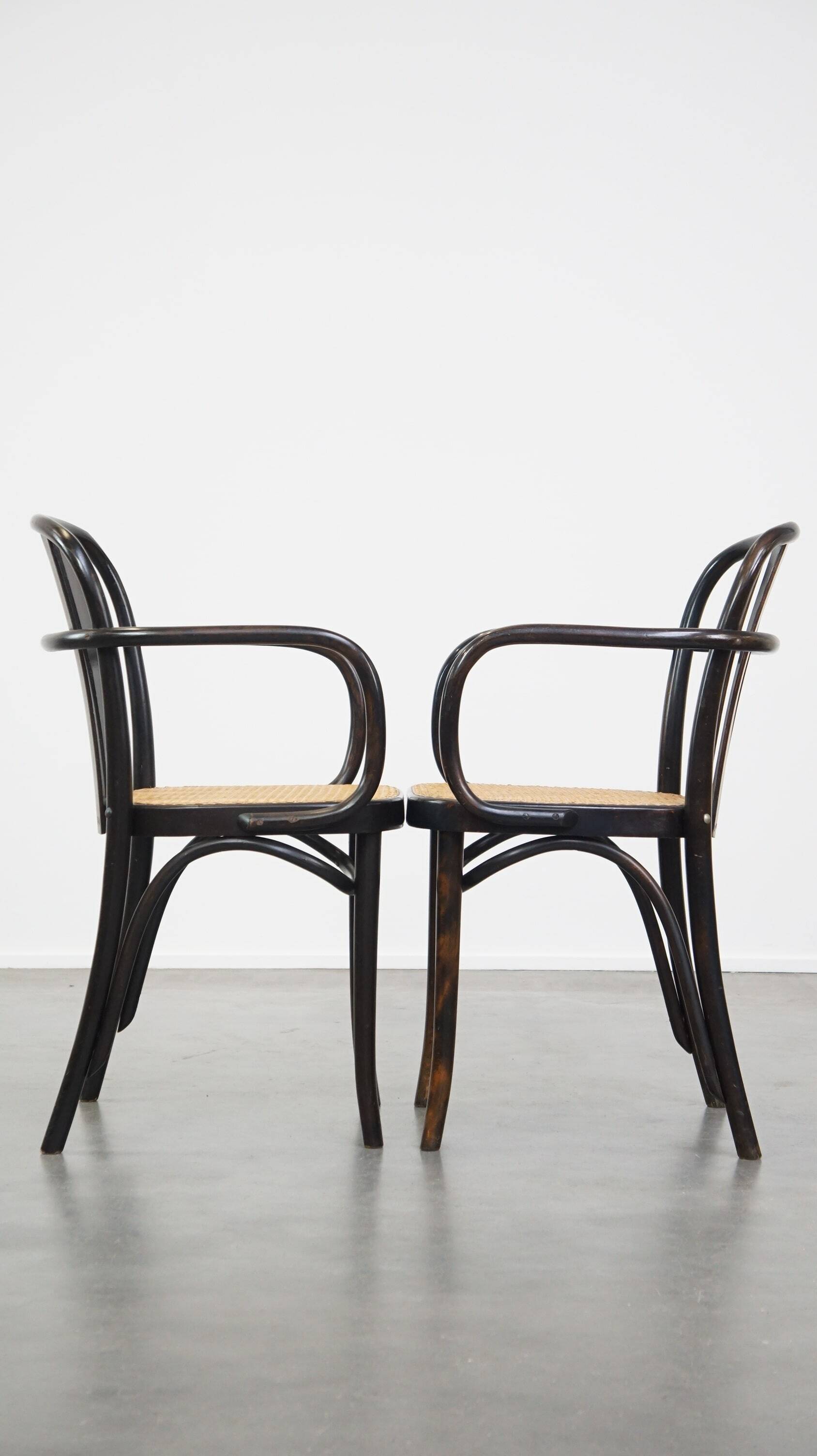 Set of 2 wooden dining chairs with woven seats