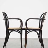 Set of 2 wooden dining chairs with woven seats