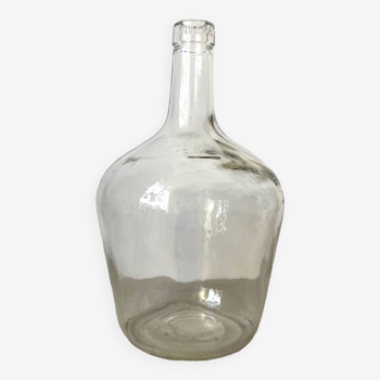 Demijohn in transparent white glass stamped viresa