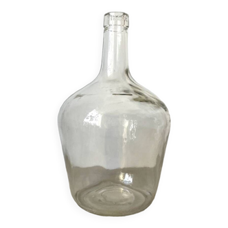 Demijohn in transparent white glass stamped viresa