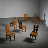 Ensemble de six chaises en chêne par Henry Jacques Le Même, France vers 1940