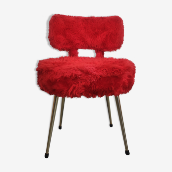 Vintage red moumoute chair golden feet