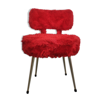 Vintage red moumoute chair golden feet