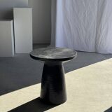 Black solid mango side table (monoxyle) with conical legs