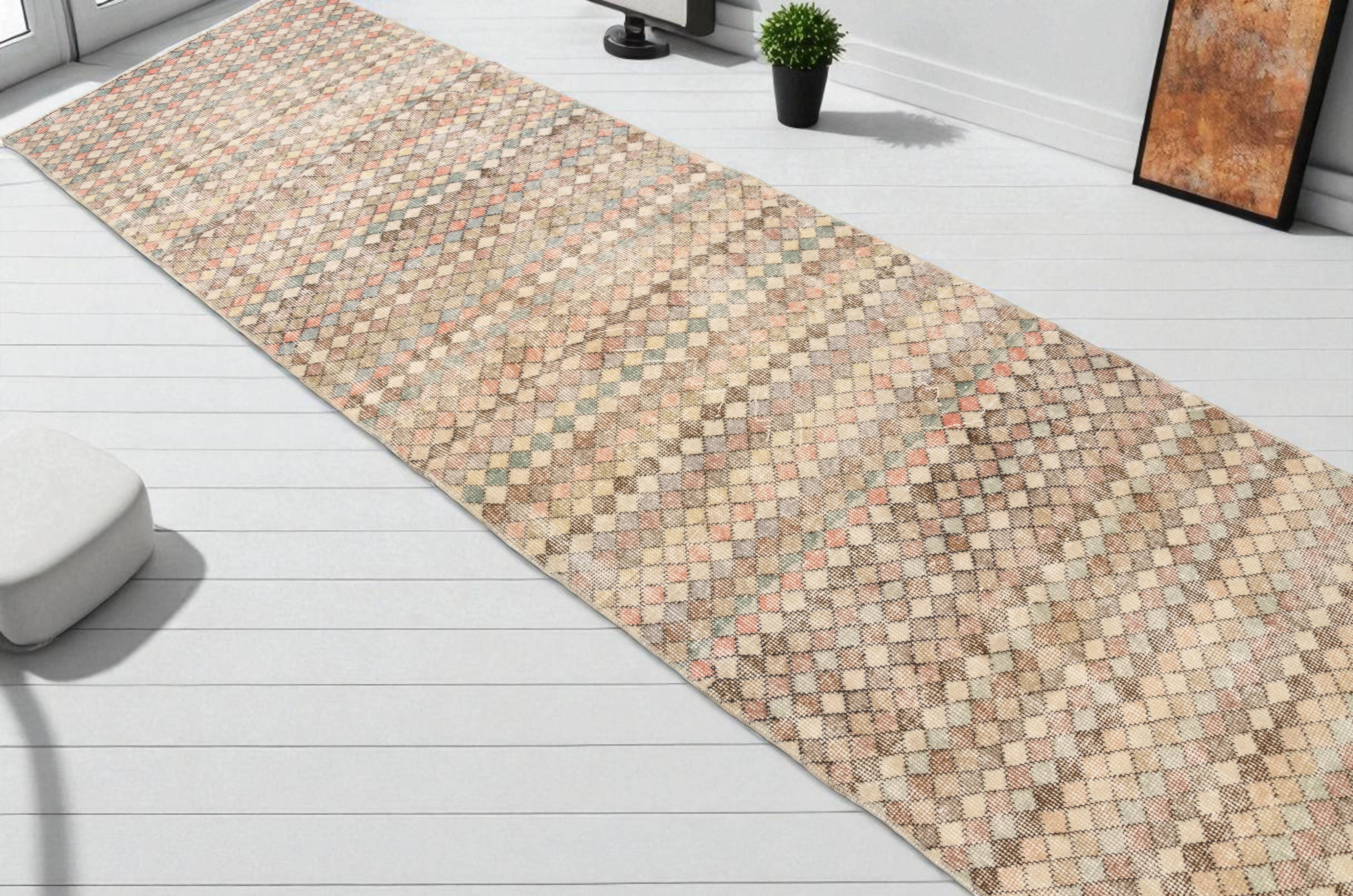 Neutral Vintage Oushak Runner Rug sku1053