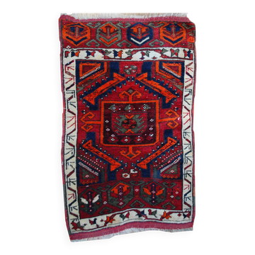 Handmade antique collectible Turkish Yastik rug 61cm x 110cm 1890s