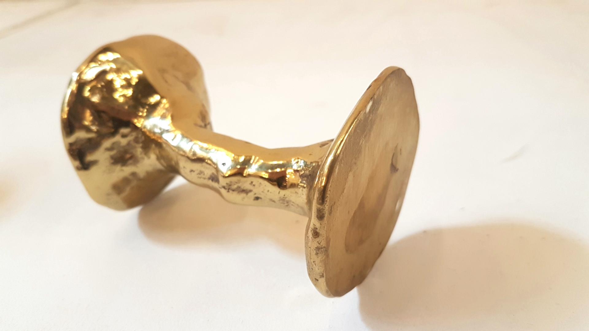 Pair of massive bronze brutalist candlesticks 1980