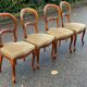 4 chaises louis Philippe bois massif et daim beige