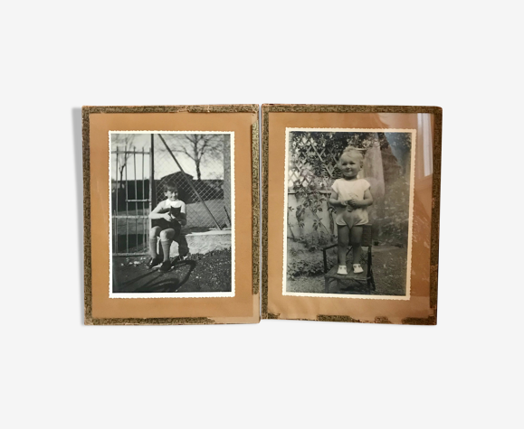 Lot de deux photos anciennes sous verre