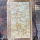 Small accent table / Art Deco bedside table in solid oak and beige marble