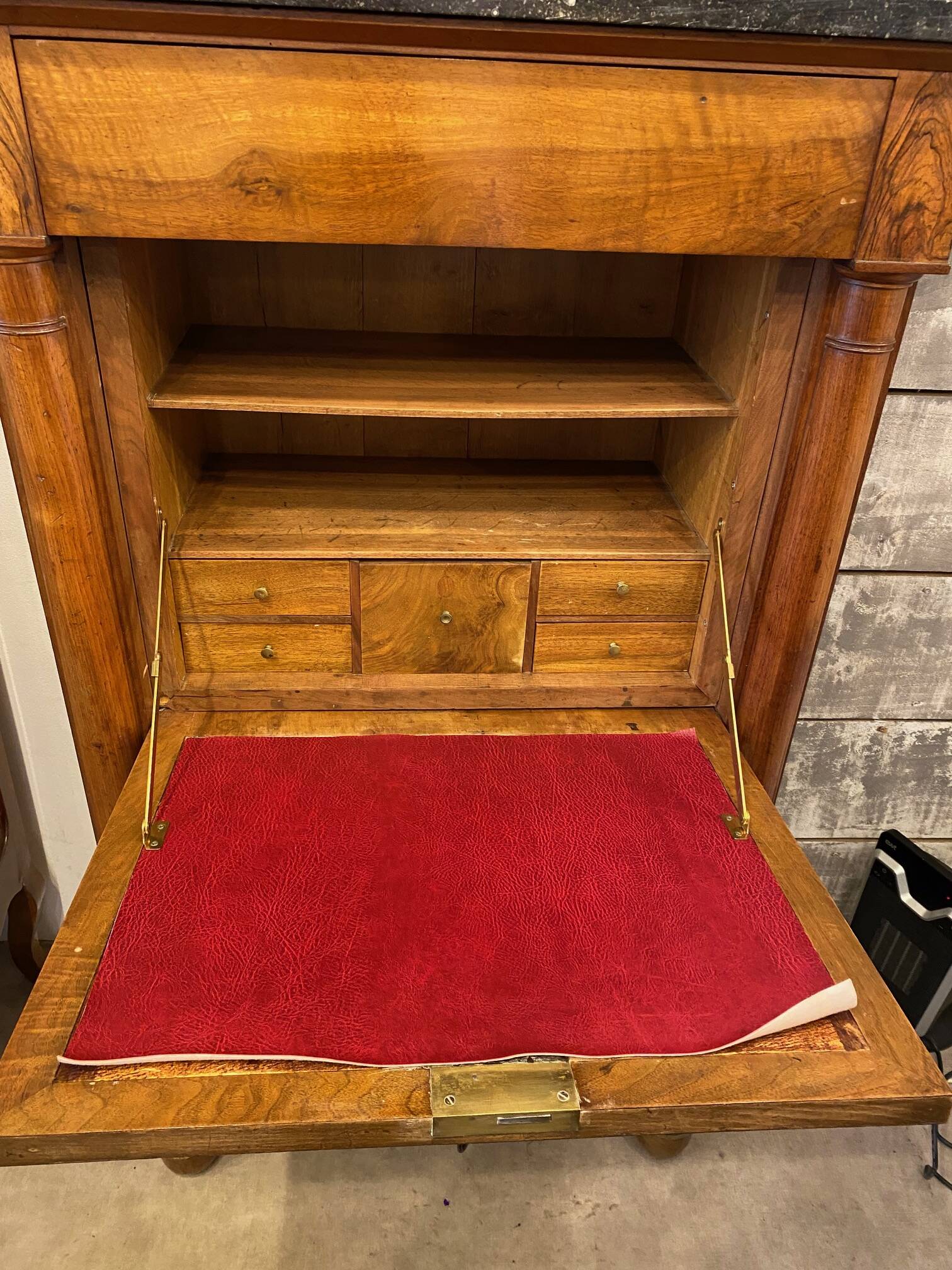 Louis xvi style secretary in walnut late 19th c. with drawers