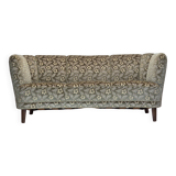 1960s, Danish 3-seater curved sofa, furniture velour, beech wood legs.