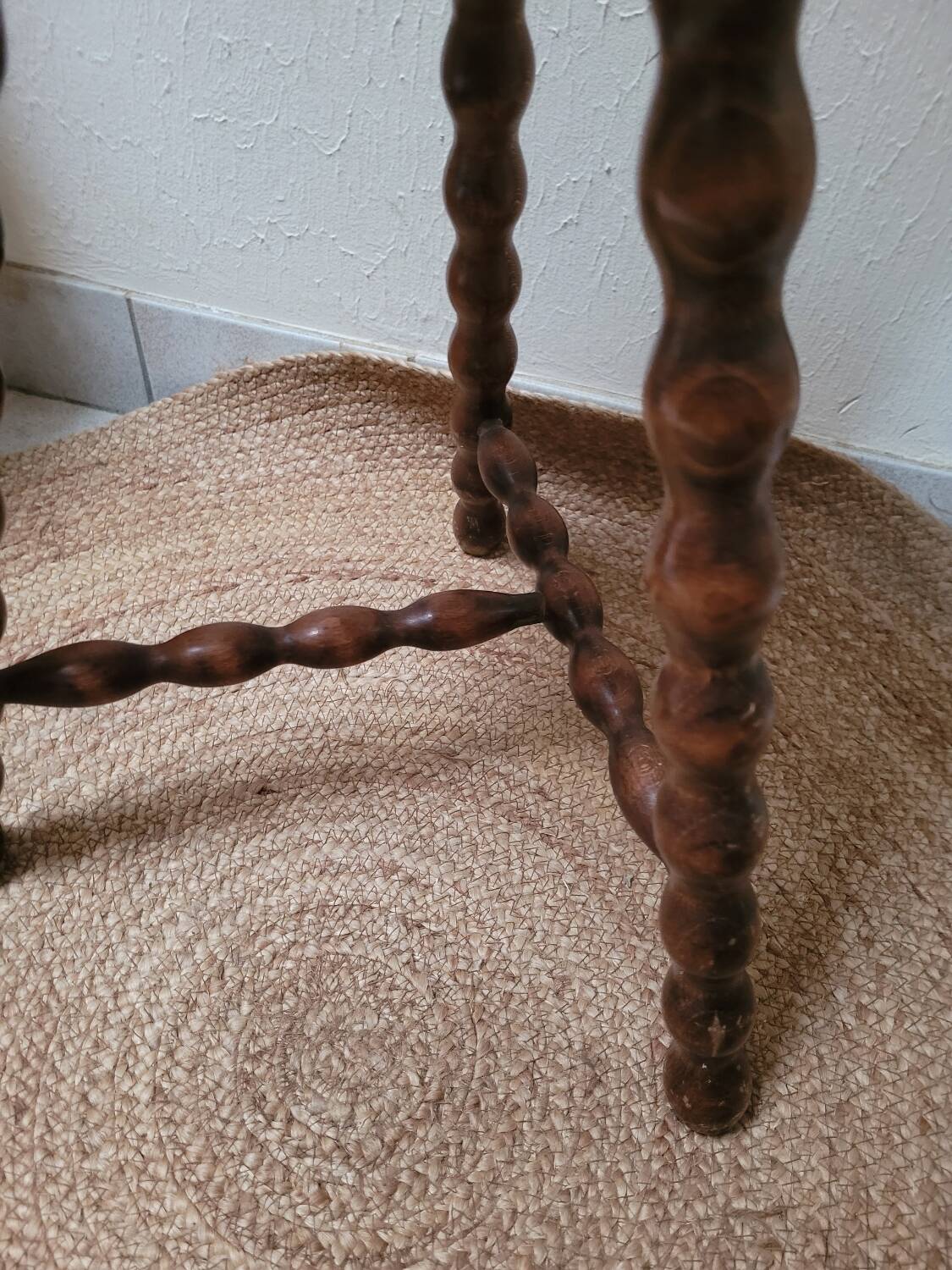 Tripod stool with turned legs