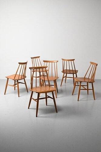 Chaises de salle à manger Mid-Century Modern par Ilmari Tapiovaara, ensemble de 6