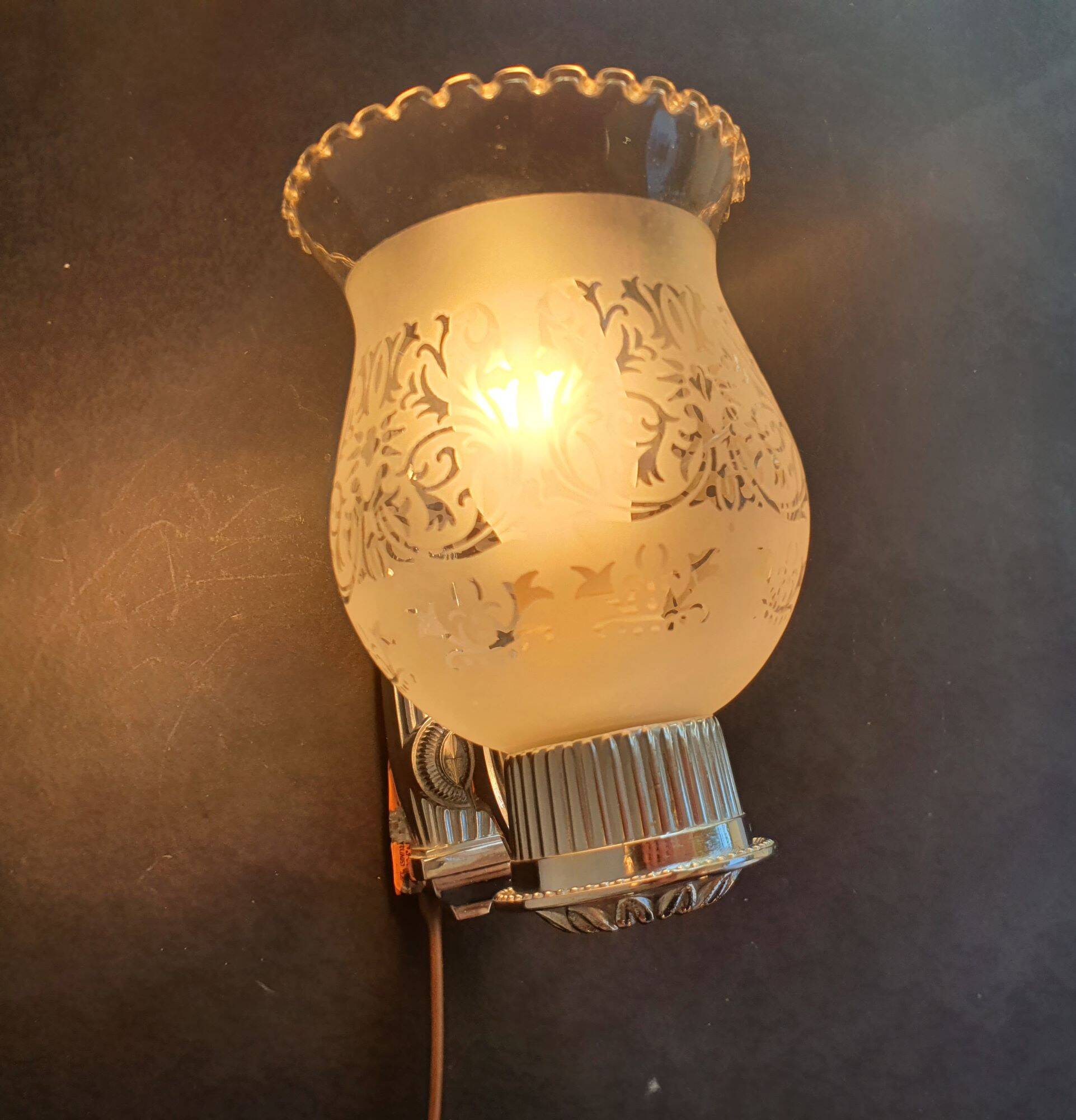 Pair of chrome wall sconces vintage bathroom