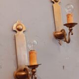 Paire d'appliques vintage en bronze années 40 style néo-classique