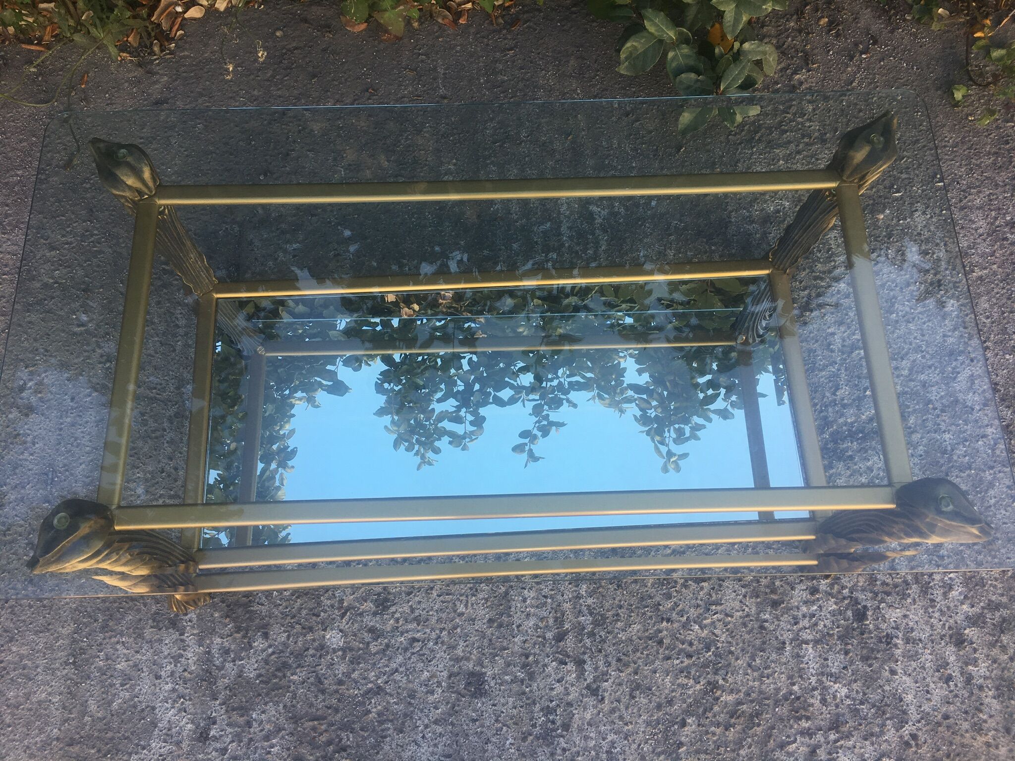 Table basse à deux plateaux verre et miroir