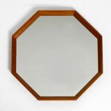 Very nice 1960s octagonal teak wall mirror | 45cm