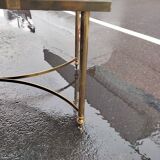 Old vintage gilded side table with marble top