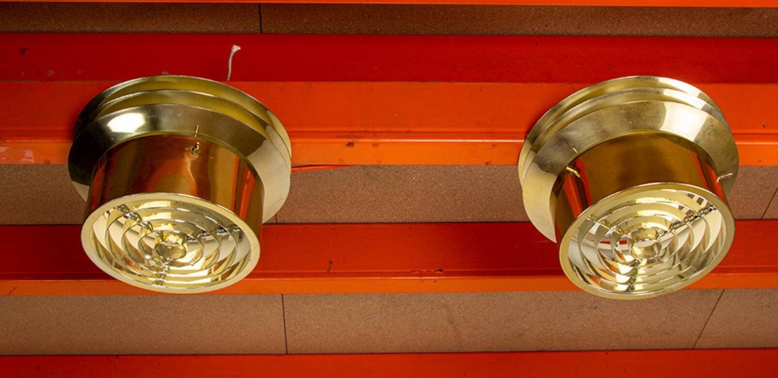 Pair of Danish brass ceiling lights model T742, Hans Agne Jakobson 1960.
