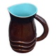 Jug, pitcher, pl france, poet laval, undulate, vintage 1950 in enameled ceramic, brown, turquoise