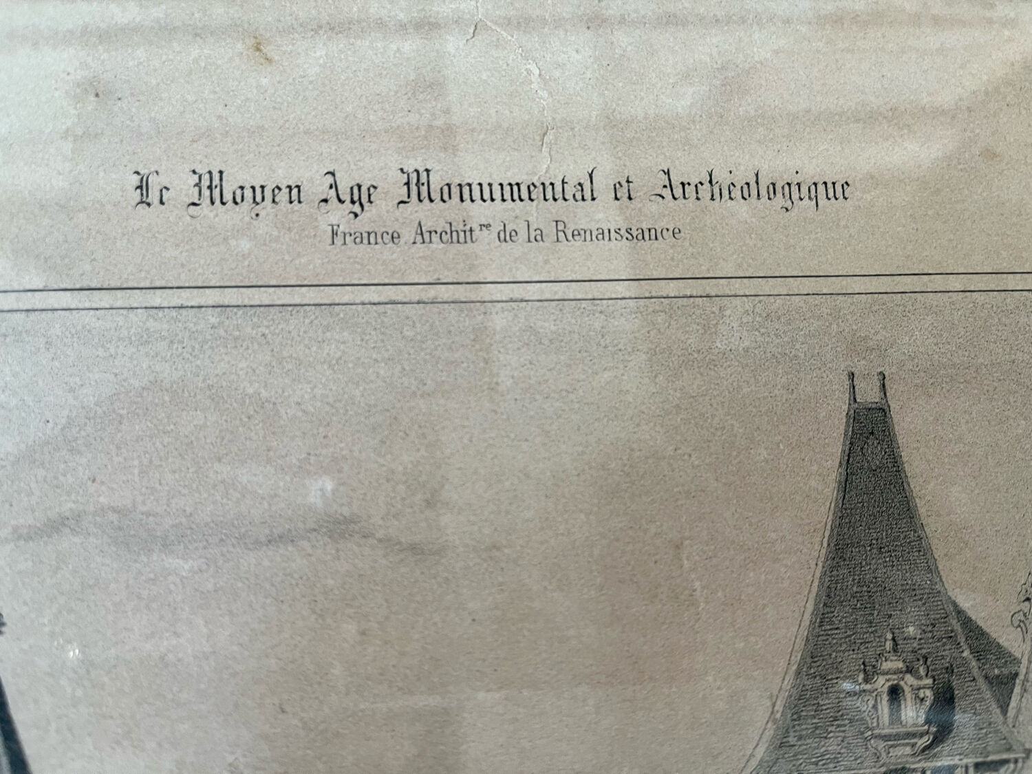 Old lithograph engraving House of Henry II and Diana of Poitiers