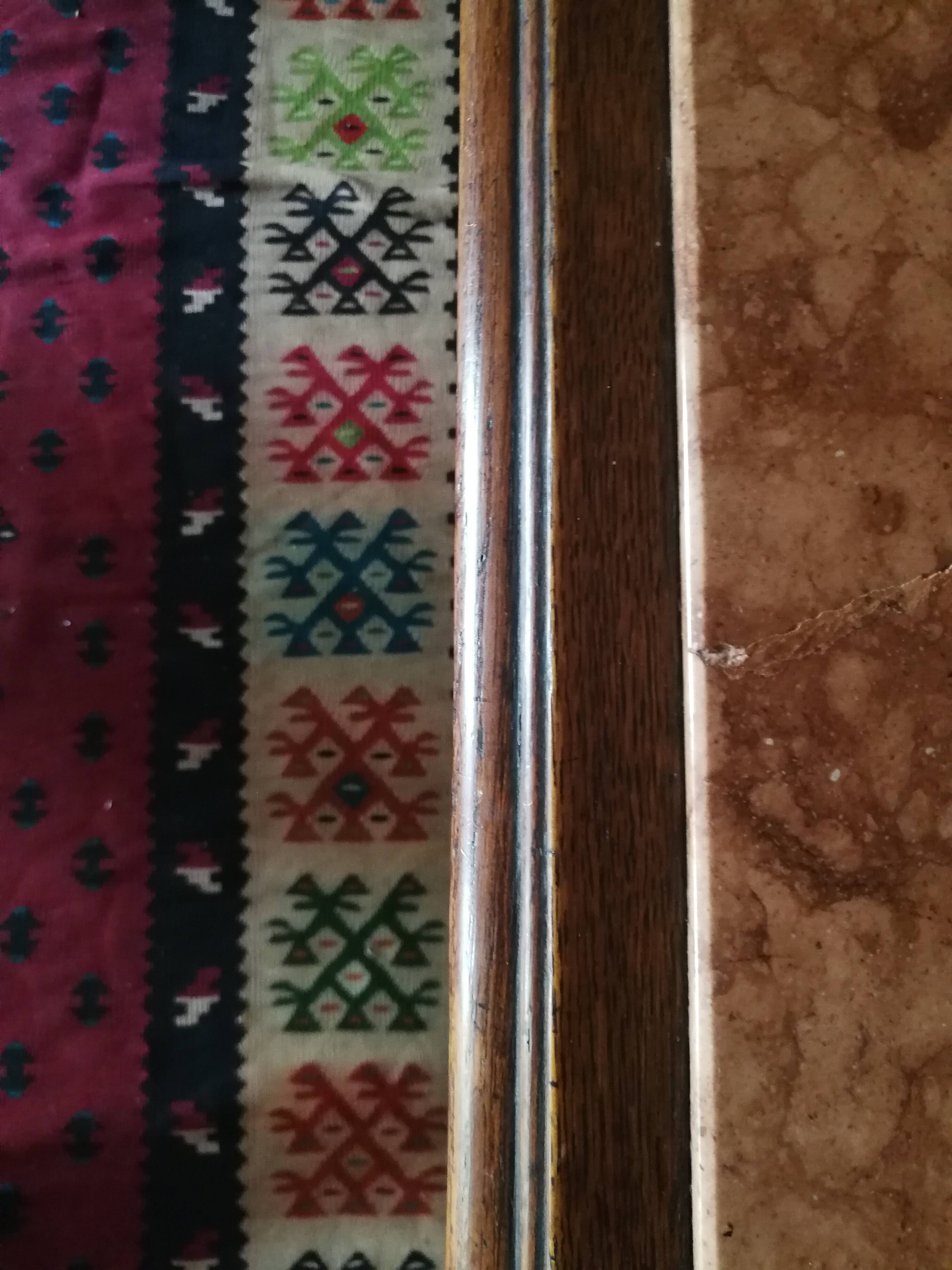 Buffet from the late 19th century with pink-brown marble in Louis XV style.