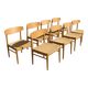 8 dining chairs in oak  w/ paper cord