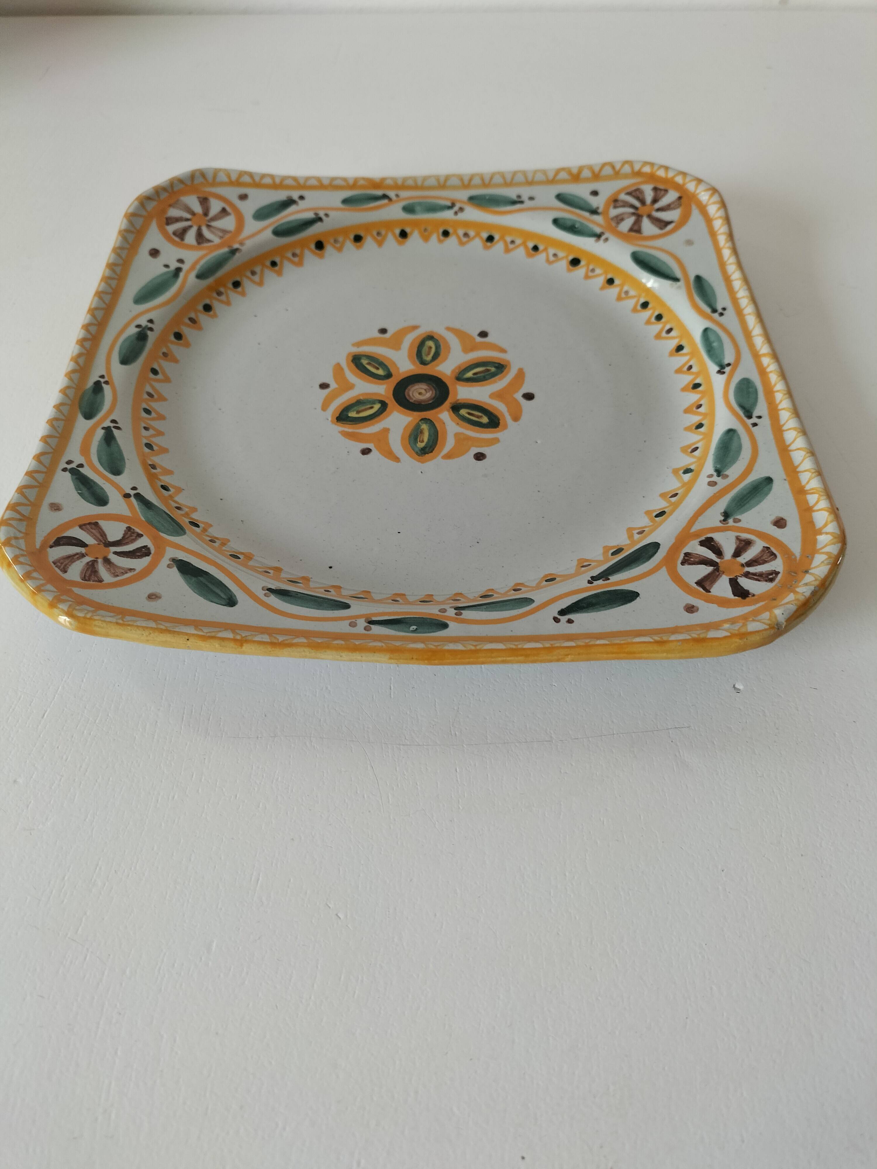 Square dish in earthenware Hubaudière & Bousquet (HB) Quimper