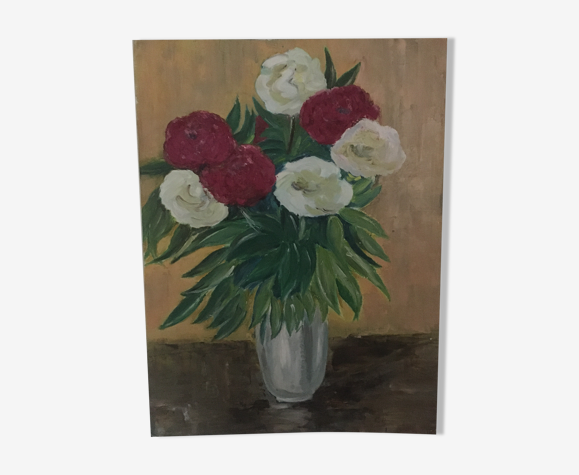Peinture sur panneau fleurs dans un vase | Selency