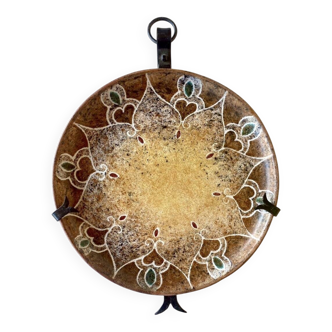 Ceramics by B. Buffat and its wrought iron support, 1970s