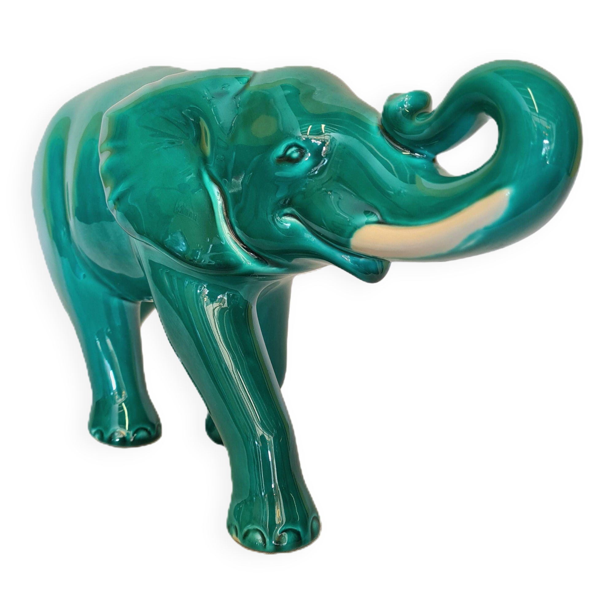 Statue d'éléphant en céramique française, années 1960