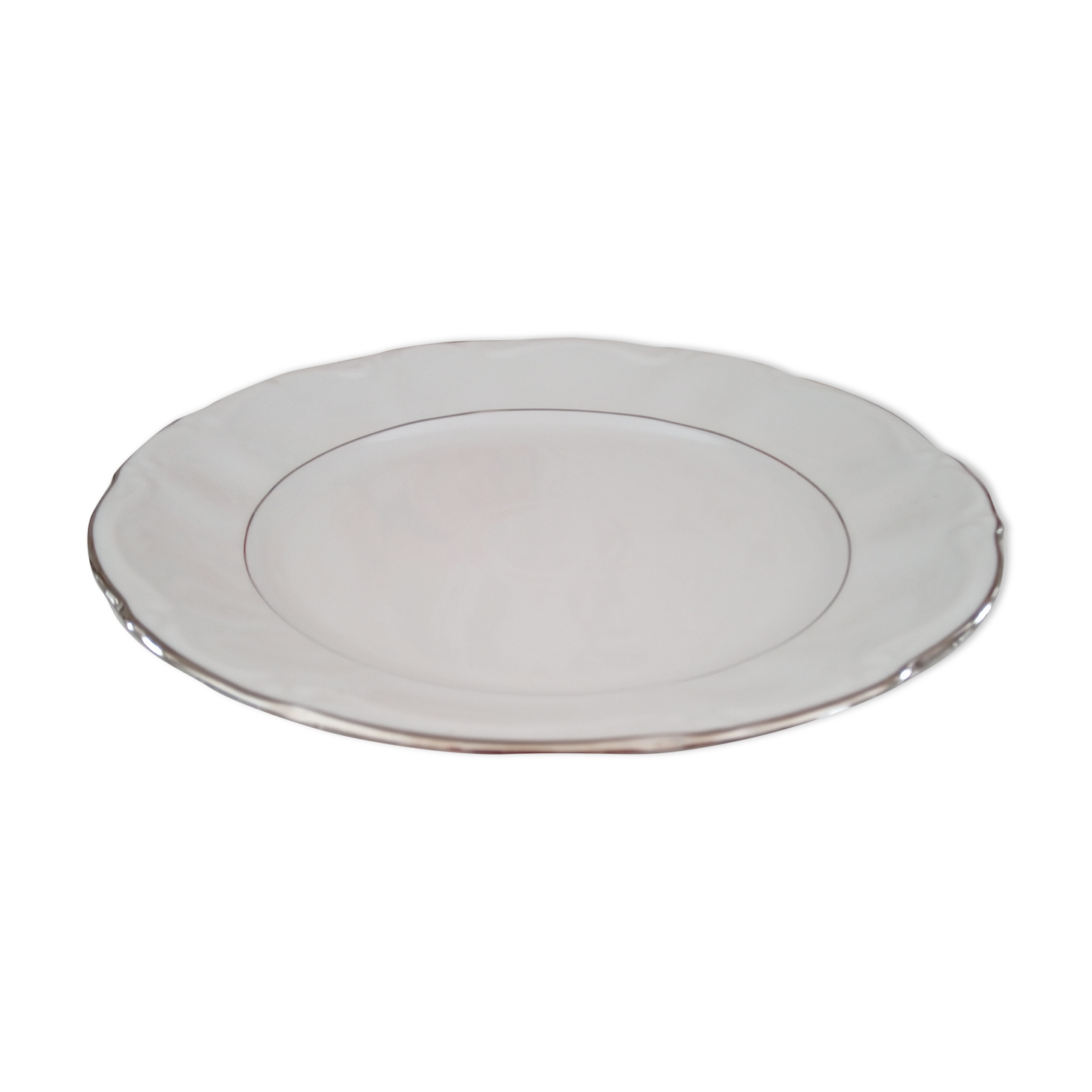 Kronester Bavaria white porcelain round dish and silver ledé