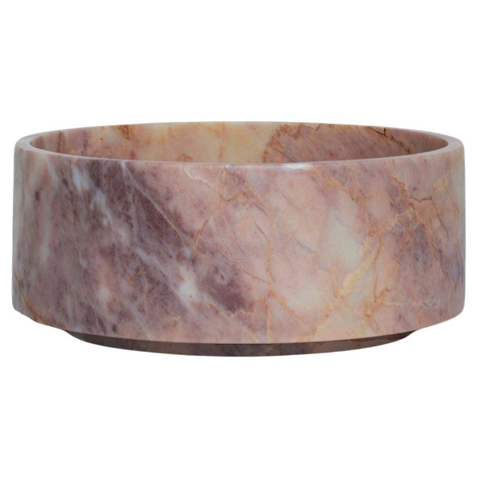 Cylindrical bowl in pink marble