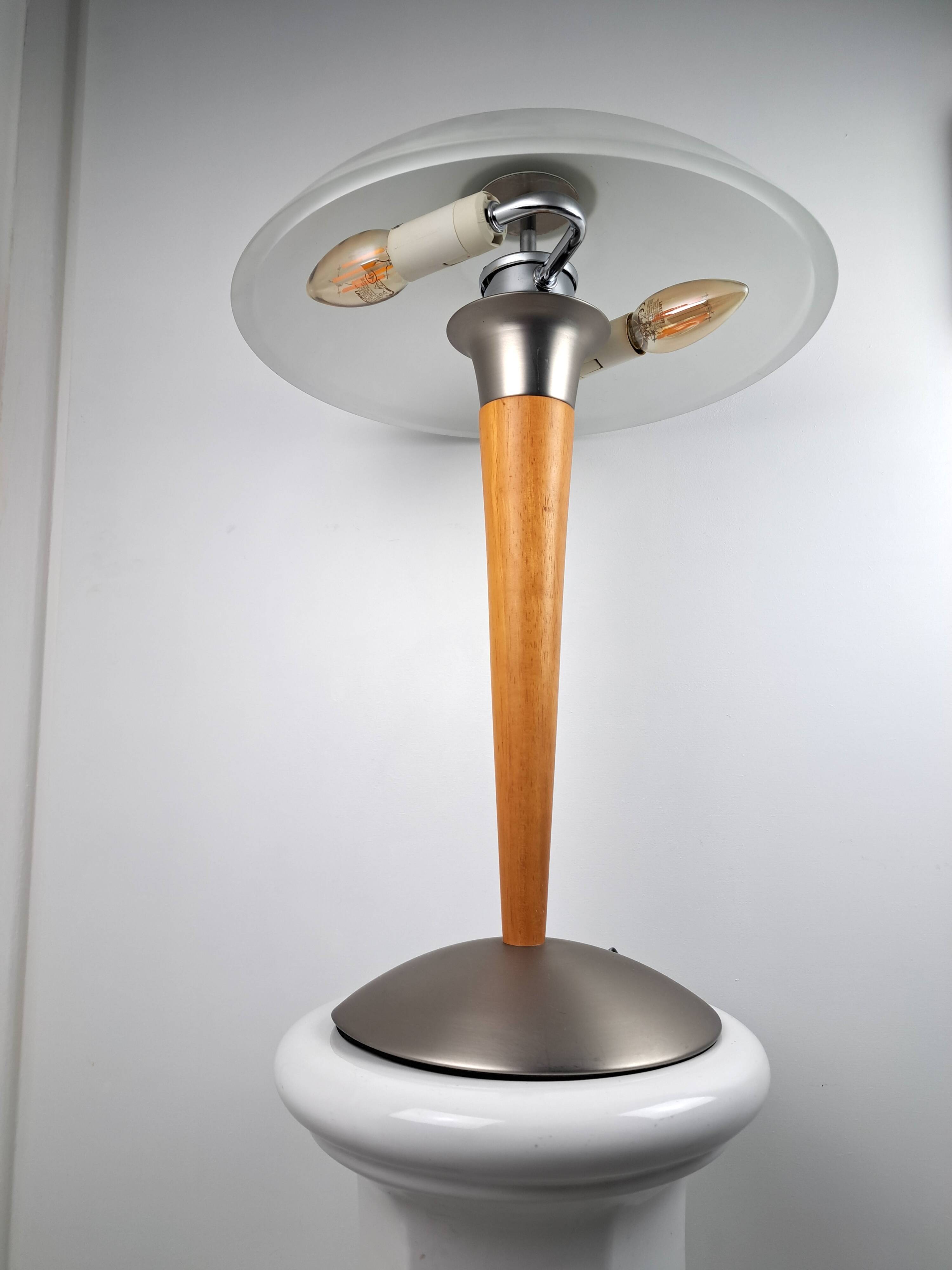 Art Deco Mushroom Liner Lamp 80s by Jakob Maul
