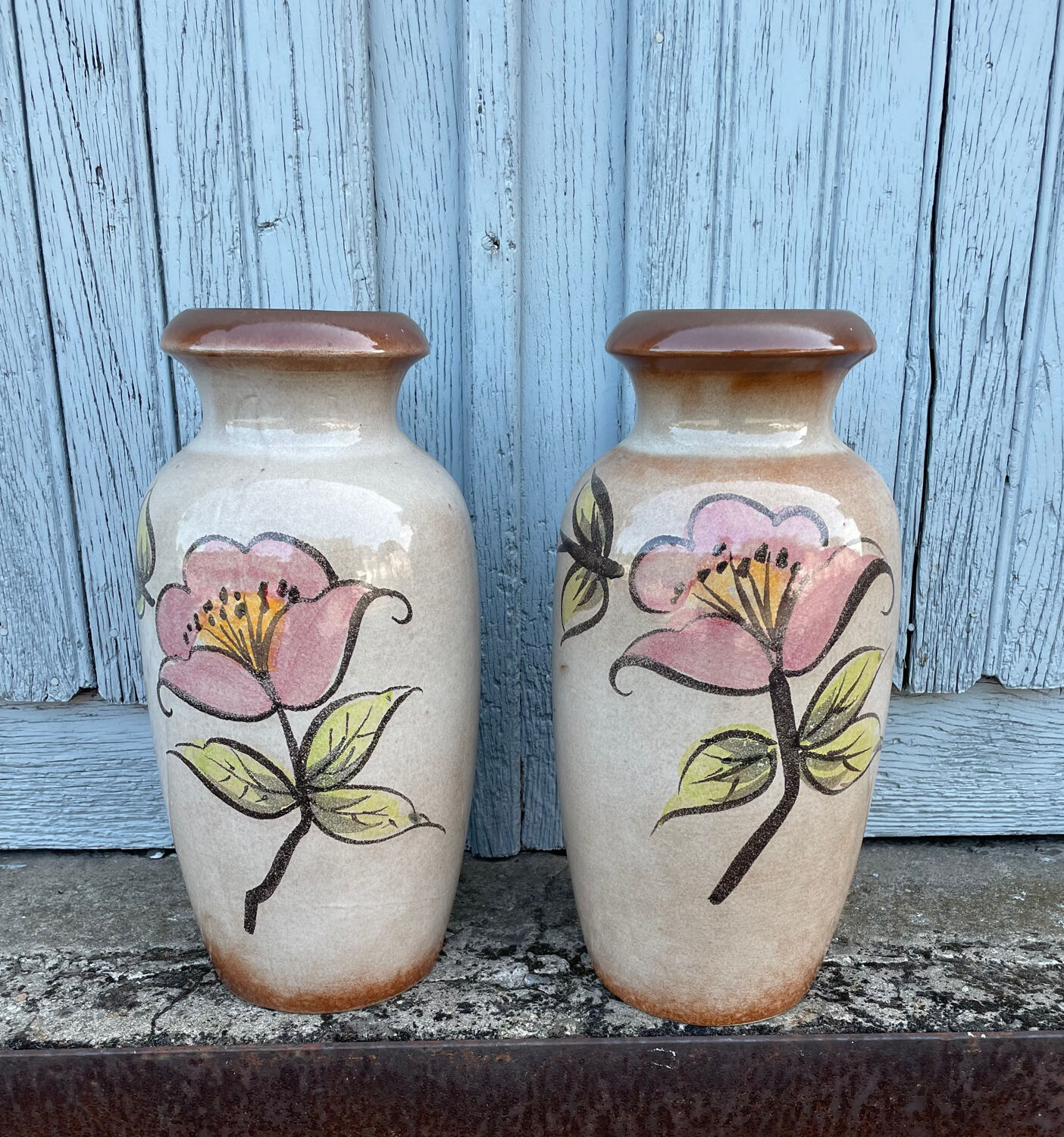 2 pottery art vase made in West Germany